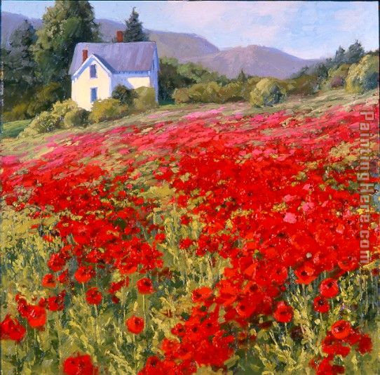 Spring's Poppy Crop painting - Shirley Novak Spring's Poppy Crop art painting